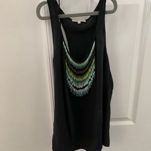 Black tank with beaded neckline